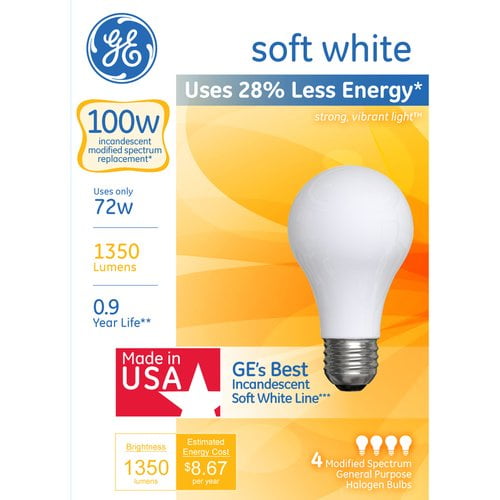 for sale online Halogen Bulb Globe 72 Watts Soft White 4 Bulbs gel66249